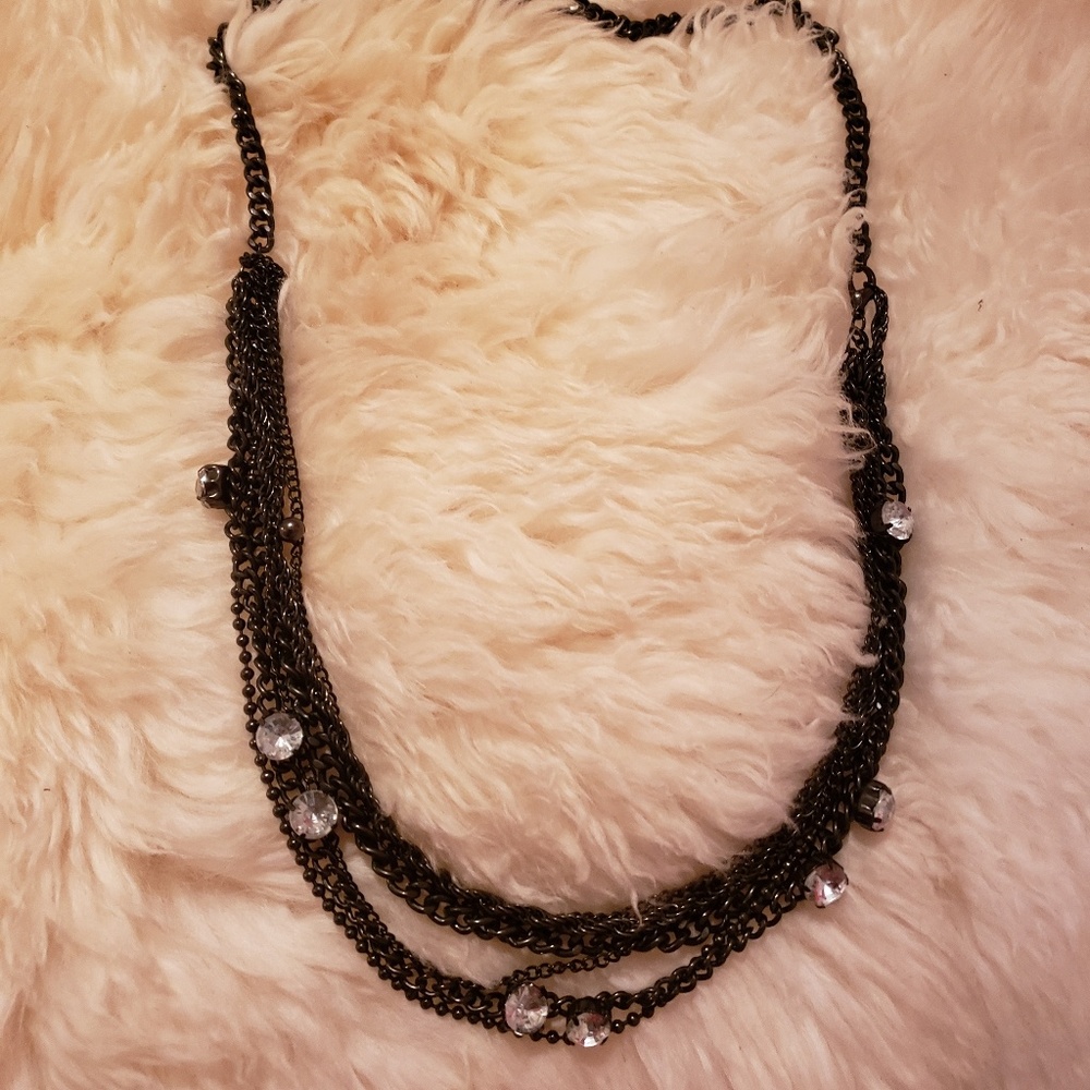 Rhodium and diamondesque necklace